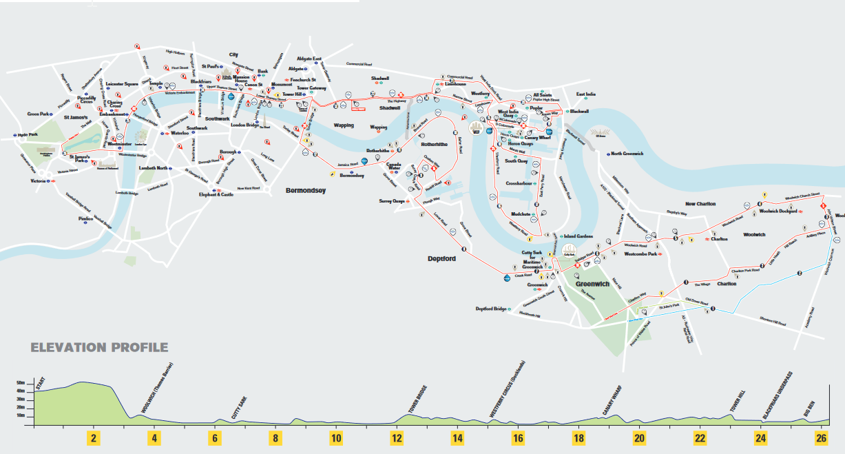 London Marathon route map 2022